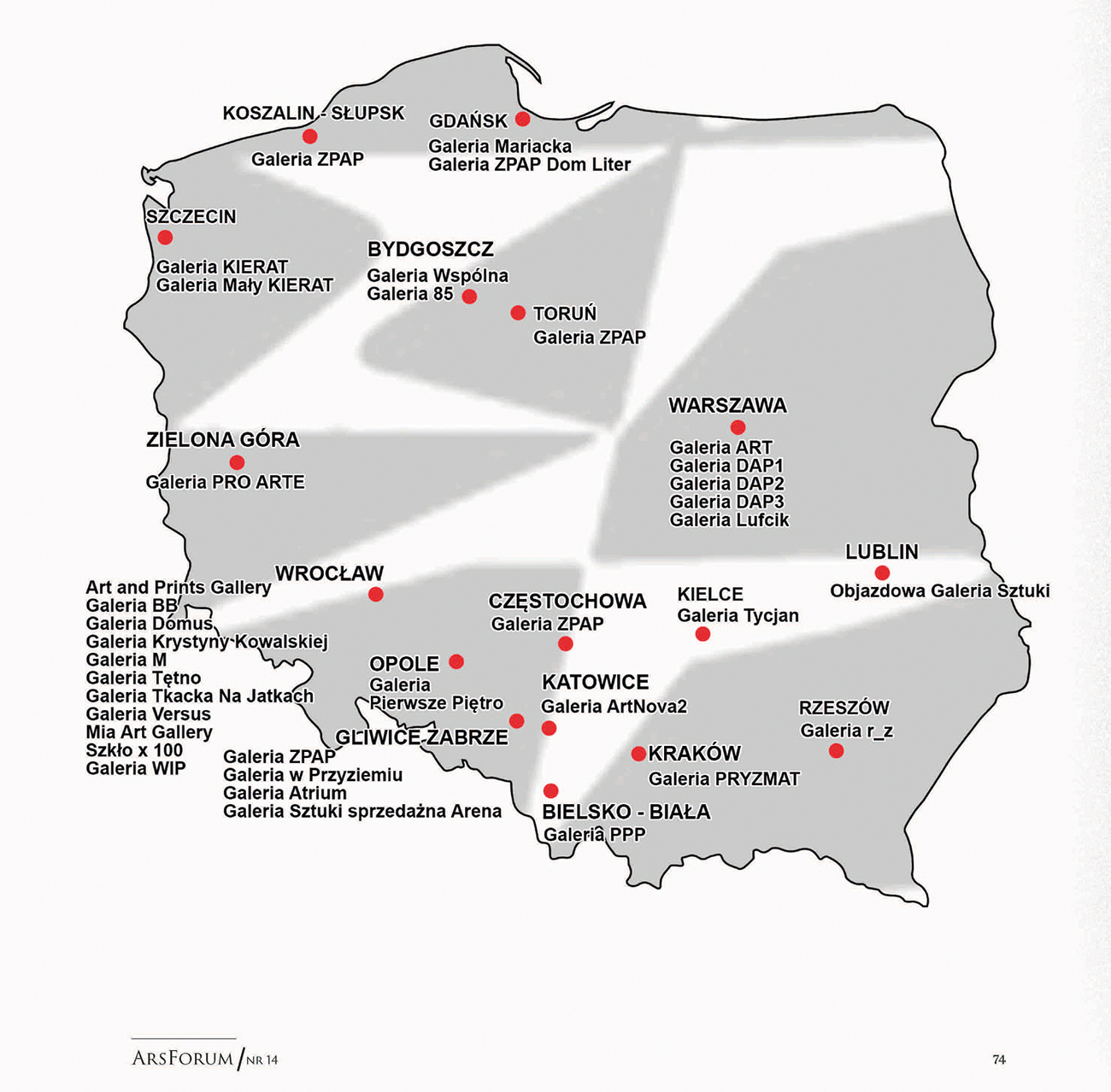 80 2024 arsfor 14 NIEDZ DRUK p1 80 Strona 74 mapa z galeriami ZPAP