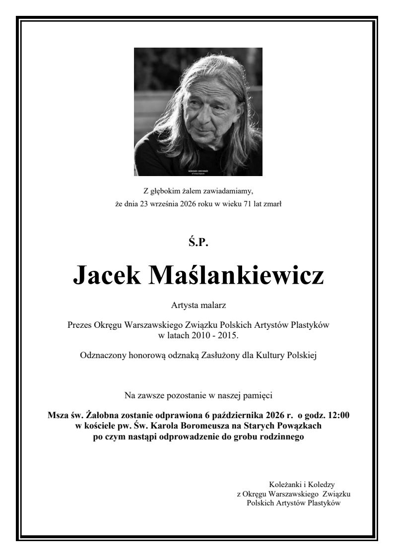 Nekrolog Jacek Maślankiewicz